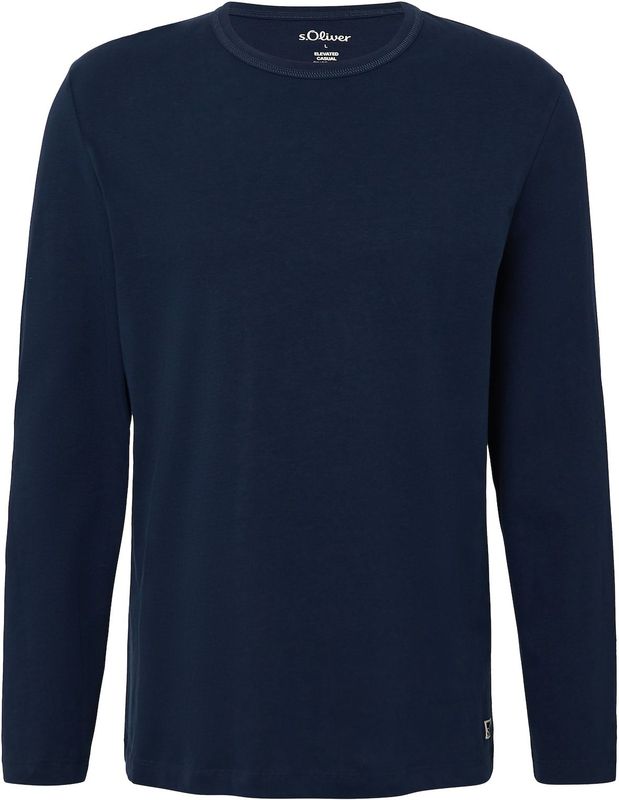 s.Oliver - Shirt - Donkerblauw - Lange Mouw - Normale Pasvorm