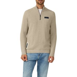 s.Oliver - Schipperstrui - DARK STONE BEIGE - Lange Mouwen - Ritssluiting