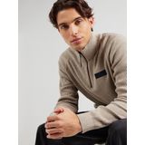 s.Oliver - Schipperstrui - DARK STONE BEIGE - Lange Mouwen - Ritssluiting