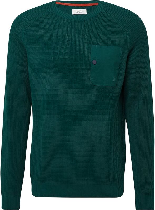 Gebreide Trui - Mustermix - Raglanärmels - Met Borstzak en Drukknop