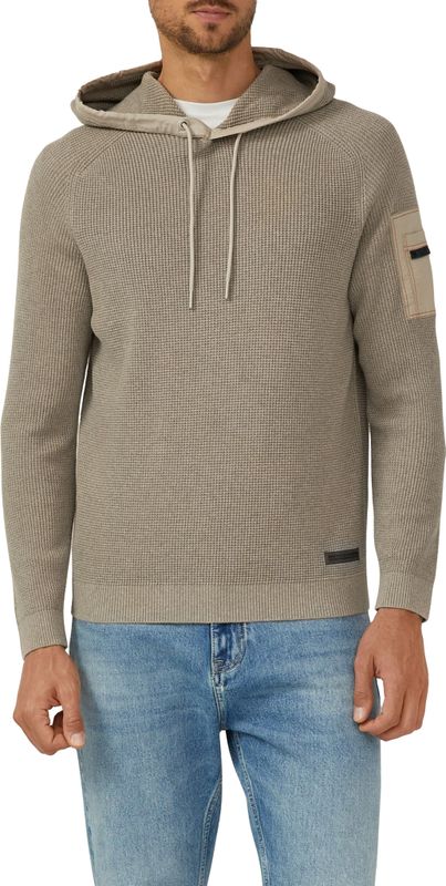 s.Oliver - Gebreide Trui - DARK STONE BEIGE - Met Capuchon