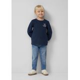 Sweatshirt - Geborsteld Katoen - A-lijn Vorm - Wijde Mouwen - Glitter- en Schuimprints