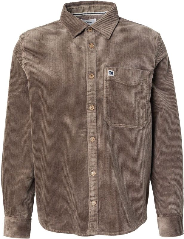 s.Oliver - Regular Fit - Overhemd - Groen - Lange Mouwen - Corduroy