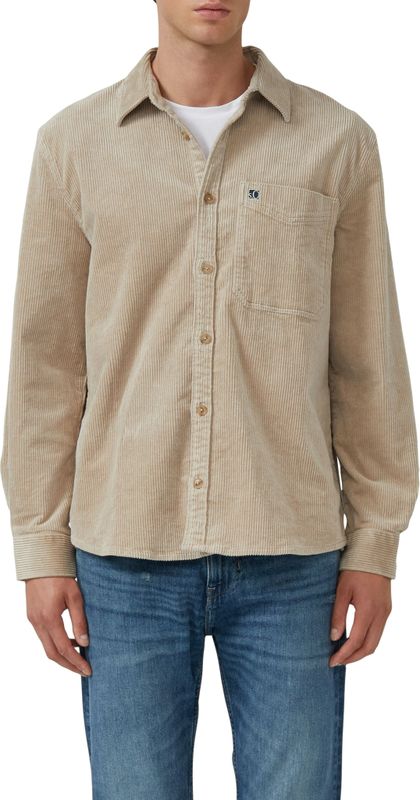 s.Oliver - Regular Fit - Overhemd - Beige - Lange Mouwen - Corduroy