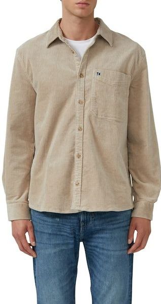 s.Oliver - Regular Fit - Overhemd - Beige - Lange Mouwen - Corduroy