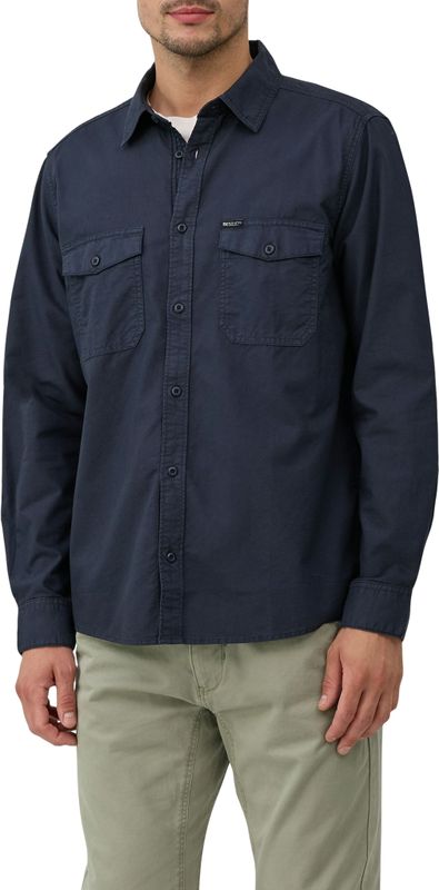 s.Oliver - Overhemd - Donkerblauw - Lange Mouwen - Met Decoratieve Stiksels