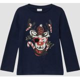 s.Oliver - T-Shirt - Met Lange Mouwen - Kerstprint - Zacht Katoen