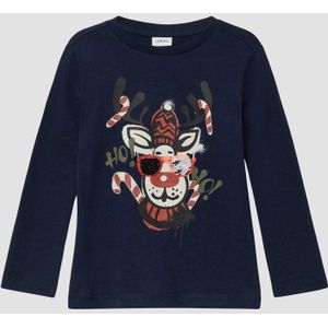 s.Oliver - T-Shirt - Met Lange Mouwen - Kerstprint - Zacht Katoen