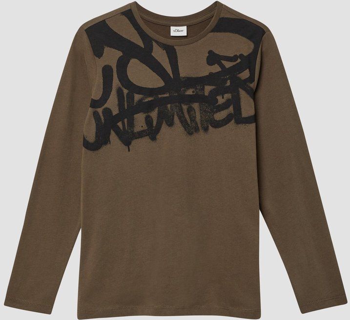 T-shirt - Lange Mouwen - Graffitiprint - Regular Fit - Katoen