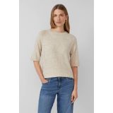 s.Oliver - Gebreide Trui - Light Beige Melange - Met Raglanmouwen