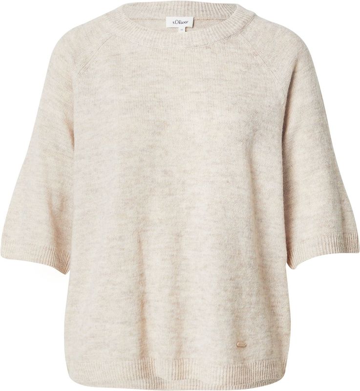 s.Oliver - Gebreide Trui - Light Beige Melange - Met Raglanmouwen