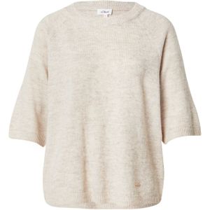 s.Oliver - Gebreide Trui - Light Beige Melange - Met Raglanmouwen