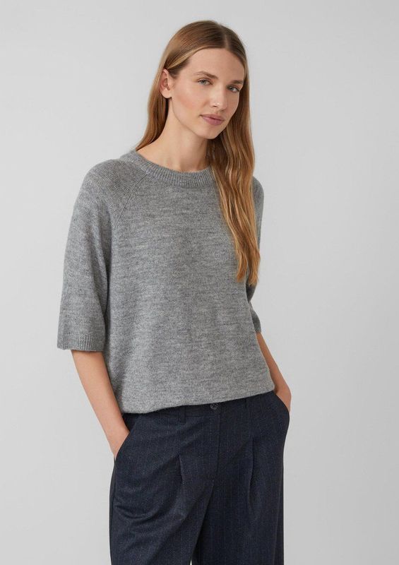 s.Oliver - Gebreide Trui - Grey Melange - Met Raglanmouwen