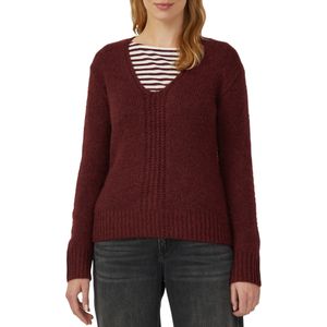 s.Oliver - Gebreide Trui - Dark Merlot - Met V-hals - Lange Mouwen