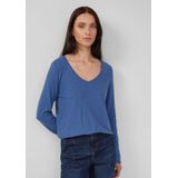 s.Oliver - Shirt - Koningsblauw - V-hals - Lange Mouw