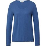 s.Oliver - Shirt - Koningsblauw - V-hals - Lange Mouw