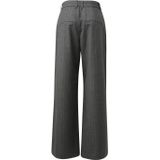 s.Oliver - Broek - Grijs/Wit - Wide Leg - Mid Waist - Krijtstrepen