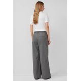 s.Oliver - Broek - Grijs/Wit - Wide Leg - Mid Waist - Krijtstrepen