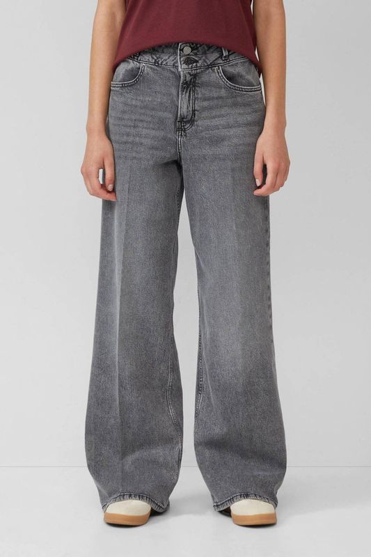 s.Oliver - High Waist Wide Leg Jeans - Grijs - Denim