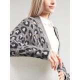 s.Oliver BLACK LABEL - Gebreid Vest - Antraciet - Met Wol - Panterprint