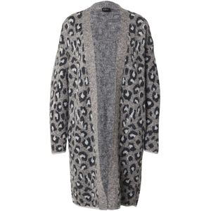 s.Oliver BLACK LABEL - Gebreid Vest - Antraciet - Met Wol - Panterprint