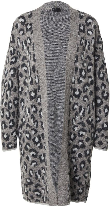 s.Oliver BLACK LABEL - Gebreid Vest - Antraciet - Met Wol - Panterprint