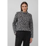 s.Oliver BLACK LABEL - Gebreide Trui - Antraciet - Met Wol - Panterprint