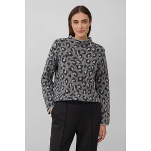 s.Oliver BLACK LABEL - Gebreide Trui - Antraciet - Met Wol - Panterprint