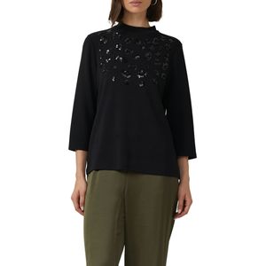 T-shirt - Luxe Viscosemix - Relaxed-fit - 3/4 Mouwen - Paillettendetails