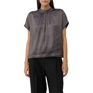 s.Oliver BLACK LABEL - Top - Antraciet - Korte Mouwen - 100% Polyester Satijn