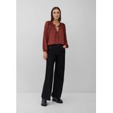 Blouse - Satijnen Blouse - V-hals - Lange Mouwen