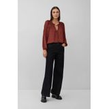 Blouse - Satijnen Blouse - V-hals - Lange Mouwen