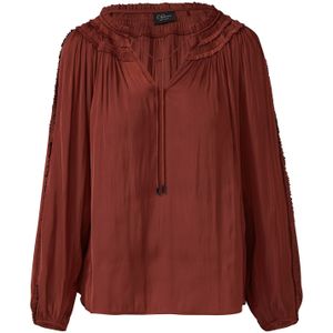 Blouse - Satijnen Blouse - V-hals - Lange Mouwen