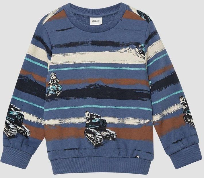 Sweater - Vrolijke All-over Print - Geribde Ronde Hals - Regular Fit