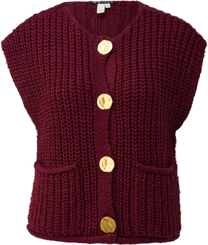Vest - Gebreid - Goudkleurige Knopen - Losse Pasvorm