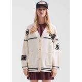 Q/S by s.Oliver - Gebreid Vest - Ecru - V-hals - Knoopsluiting