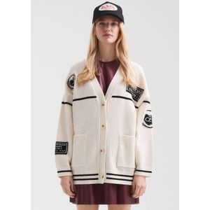 Q/S by s.Oliver - Gebreid Vest - Ecru - V-hals - Knoopsluiting