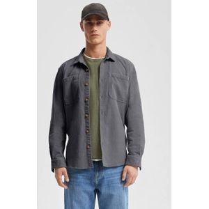 Q/S by s.Oliver - Relaxed Casual Overhemd - Antraciet - Lange Mouwen - Katoen