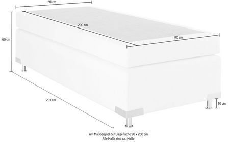 Westfalia Schlafkomfort Boxspringbett »Holland«, ohne Kopfteil, frei im Raum stellbar