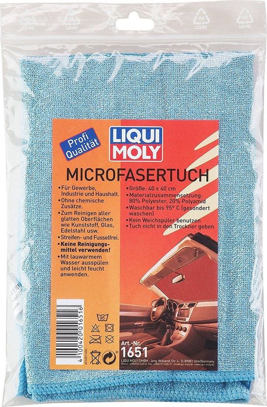 Liqui Moly - Microvezeldoek - Blauw - Wasbaar tot 95°C - 1 Stuk