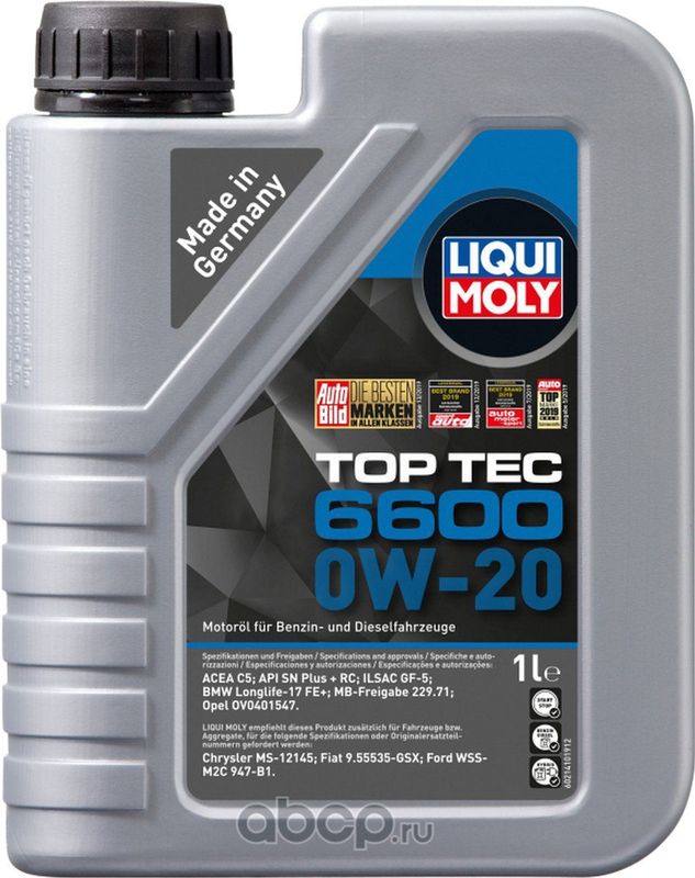 Top Tec - 6600 - Motorolie - 1 Liter - Viscositeit 0W-20