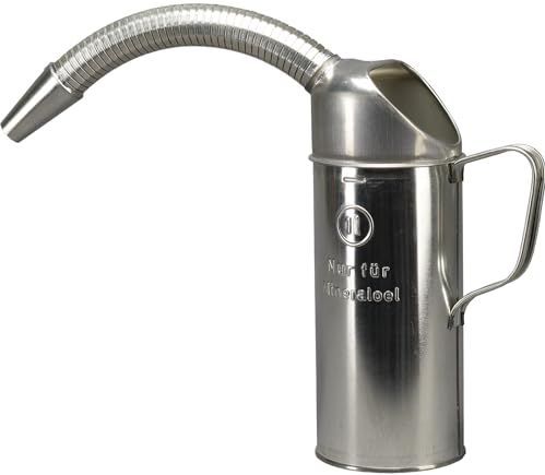 PRESSOL 7642 maatbeker blik inclusief flexibele uitloop inhoud 1 liter, zilver