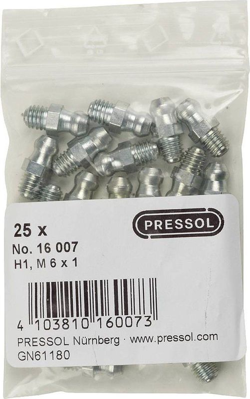 Pressol Conische smeernippel H1-recht, M 6 x 1-VZ 25 stuk(s)