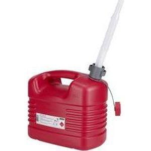 PRESSOL Kunststof brandstof jerrycan, flexibele tuit, inhoud 10 l, VE = 5 stuks, rood, vanaf 3 VE