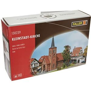 FALLER Kleine stadt-kerk modelbouwset met 50 onderdelen 200 x 118 x 270 mm I modelspoorbaan accessoires H0 I modelspoorbaan H0 kleine stad kerk