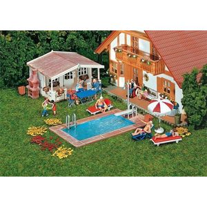 Faller - Zwembad en tuinhuisje - modelbouwsets, hobbybouwspeelgoed voor kinderen, modelverf en accessoires