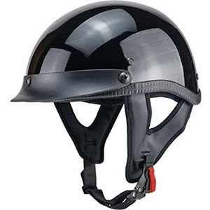 Retro Open Helm Motor Scooter Halve Helm met Afneembare Rand voor Mannen en Vrouwen Vier Seizoenen Lichtgewicht Crash Jethelm DOT/ECE Goedgekeurd A,XL