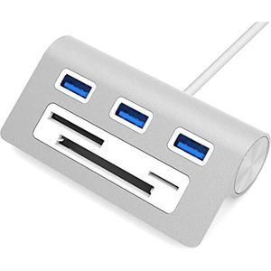 SABRENT USB-hub, datahub, 6-in-1 USB-adapter met USB 3.2 met 3 poorten | CF, SD/microSD-kaartlezer, USB multiport voor laptop, MacBook, nuc, Mac Mini, PC, desktop (HB-MACR)