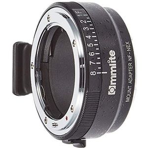 Commlite cm-nf-nex kabel camera lens adapter adapter adapter voor foto lens (Nikon Al, Nikon Ai-S, Nikon D, Nikon F, Nikon G, E Mount, zwart, zilver, aluminium, Sony E-Mount, 168 g)