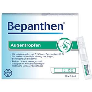 Bepanthen Oogdruppels, die helpen bij droge, rode, jeukende of brandende ogen, verpakking van 20 stuks (20 x 0,5 ml)